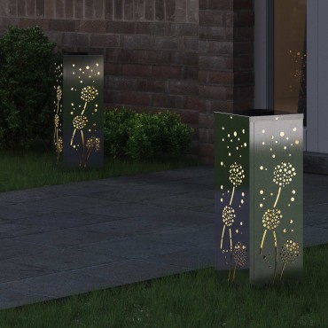 vidaXL Ηλιακό LED Φως Δρόμου 2 τμχ. Θερμό λευκό 18 x 18 x 50 εκ.