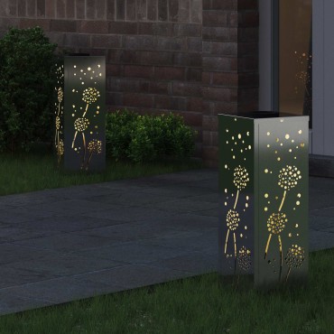 vidaXL Ηλιακό LED Φως Δρόμου 2 τμχ. Θερμό λευκό 18 x 18 x 50 εκ.