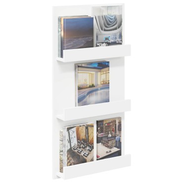 vidaXL Ράφι Περιοδικών Λευκό 51x11x102cm Επεξεργασμένο Ξύλο 1 τεμ.