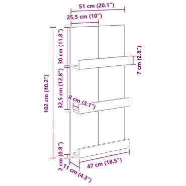 vidaXL Ράφι Περιοδικών Artisan Oak 51x11x102cm Επεξεργασμένο Ξύλο 1 τεμ.