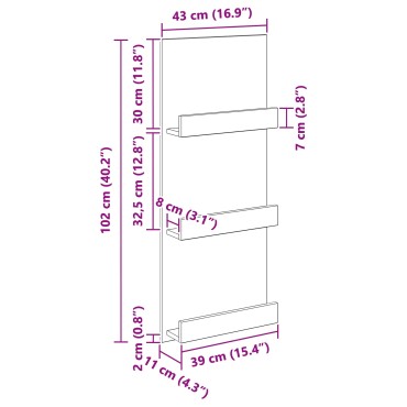 vidaXL Ράφι Περιοδικών με ράφι Καπνιστό Δρύς 43x11x102 εκ 1 τεμ.