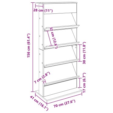 vidaXL Ράφι Περιοδικών Σκυρόδεμα Γκρι 70x41x156cm