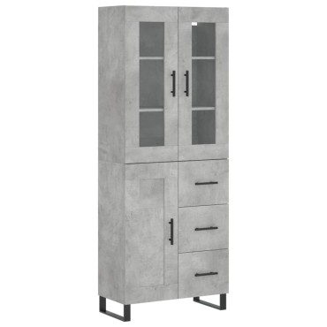 vidaXL Ντουλάπι Γκρι Σκυροδέματος 69,5x34x180cm Επεξεργασμένο Ξύλο 1 τεμ.