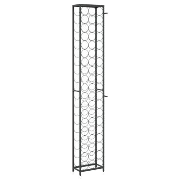 vidaXL Ραφιέρα Κρασιών 57 Μπουκ. Μαύρη 34x18x200cm Σφυρήλατο Σίδερο 1 τεμ.