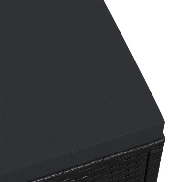 vidaXL Υποπόδιο Κήπου Μαύρο από Συνθετικό Ρατάν με Μαξιλάρια 53x53x33cm 1 τεμ.