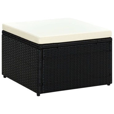 vidaXL Υποπόδιο Μαύρο 53x53x30cm από Συνθετικό Ρατάν 1 τεμ.