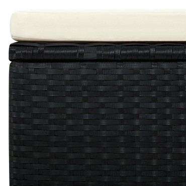 vidaXL Υποπόδιο Μαύρο 53x53x30cm από Συνθετικό Ρατάν 1 τεμ.