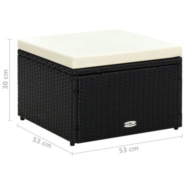 vidaXL Υποπόδιο Μαύρο 53x53x30cm από Συνθετικό Ρατάν 1 τεμ.