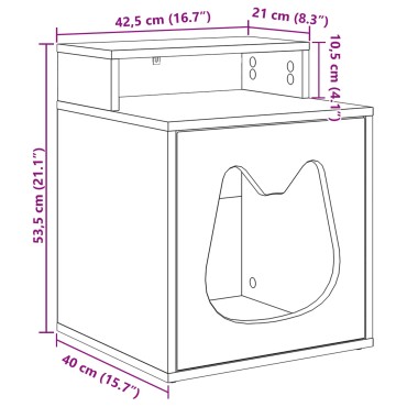 vidaXL Σπίτι Γάτας Παλαιωμένο ξύλο 42,5 x 40 x 53,5 εκ