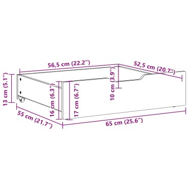 vidaXL Συρτάρια Κρεβατιού 2 τεμ 65x55x17 εκ. Καφέ Κεριού Μασίφ Πεύκο
