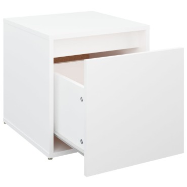 vidaXL Κουτί με Συρτάρι Λευκό 40,5x40x40cm Επεξεργασμένο Ξύλο