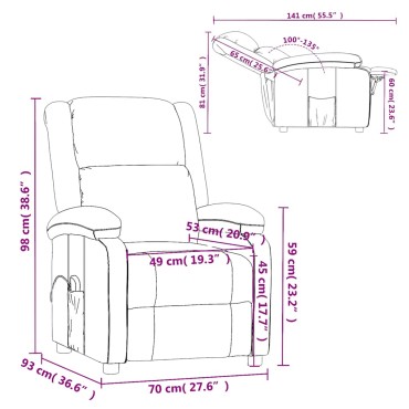 vidaXL Πολυθρόνα Μασάζ Μαύρη από Συνθετικό Δέρμα