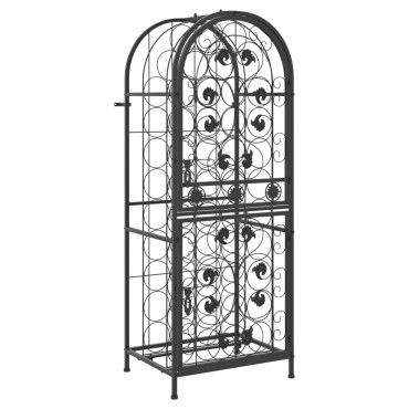vidaXL Ραφιέρα Κρασιών 41 Μπουκ. Μαύρη 45x36x120cm Σφυρήλατο Σίδερο 1 τεμ.