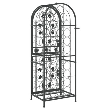 vidaXL Ραφιέρα Κρασιών 41 Μπουκ. Μαύρη 45x36x120cm Σφυρήλατο Σίδερο 1 τεμ.