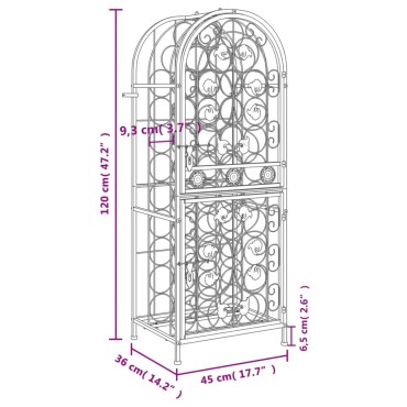 vidaXL Ραφιέρα Κρασιών 41 Μπουκ. Μαύρη 45x36x120cm Σφυρήλατο Σίδερο 1 τεμ.