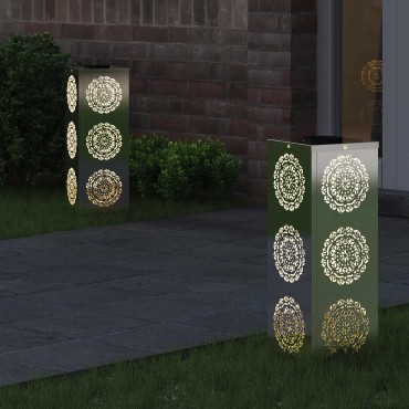 vidaXL Ηλιακό LED Φως Δρόμου 2 τμχ. Θερμό λευκό 18 x 18 x 50 εκ.