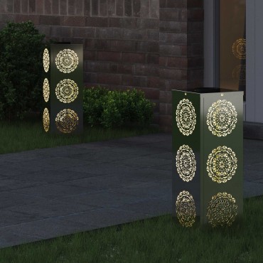 vidaXL Ηλιακό LED Φως Δρόμου 2 τμχ. Θερμό λευκό 18 x 18 x 50 εκ.