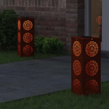 vidaXL Ηλιακό LED Φως Δρόμου 2 τμχ. Θερμό λευκό 18 x 18 x 50 εκ.
