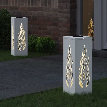 vidaXL Ηλιακό LED Φως Δρόμου 2 τμχ. Θερμό λευκό 18 x 18 x 50 εκ.