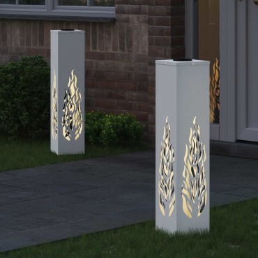 vidaXL Ηλιακό LED Φως Δρόμου 2 τμχ. Θερμό λευκό 18 x 18 x 80 εκ.