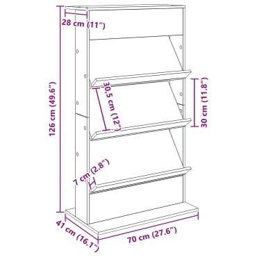 vidaXL Ράφι Περιοδικών Καπνιστό Δρύς 70x41x126cm
