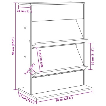 vidaXL Ράφι Περιοδικών Μαύρη Οξυά 70x41x96cm Επεξεργασμένο Ξύλο
