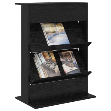 vidaXL Ράφι Περιοδικών Μαύρη Οξυά 70x41x96cm Επεξεργασμένο Ξύλο