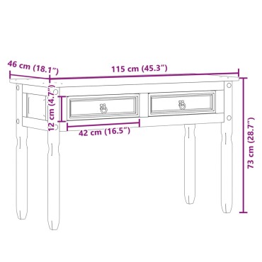 vidaXL Τραπέζι Κονσόλα Corona 115x46x73cm από Μασίφ Ξύλο Πεύκου 1 τεμ.