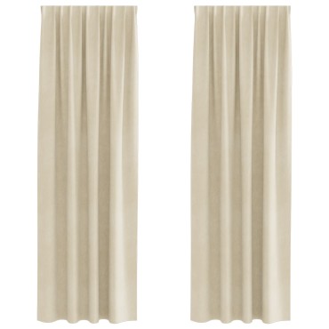 vidaXL Κουρτίνες συσκότισης 2 τμχ. Κρεμ 140x260cm Βελούδο