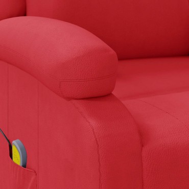 vidaXL Πολυθρόνα Μασάζ Ανακλινόμενη Κόκκινη Συνθετικό Δέρμα