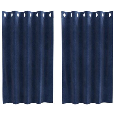 vidaXL Κουρτίνες 2 τμχ. Σκούρο Μπλε 140x140cm Βελούδο