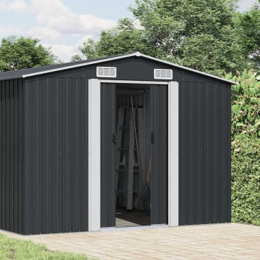 vidaXL Αποθήκη Κήπου Ανθρακί 257 x 779 x 181 εκ. Γαλβανισμένο Ατσάλι