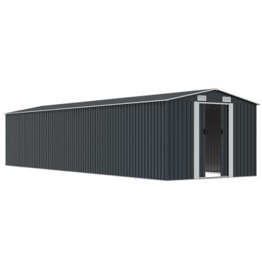 vidaXL Αποθήκη Κήπου Ανθρακί 257 x 779 x 181 εκ. Γαλβανισμένο Ατσάλι