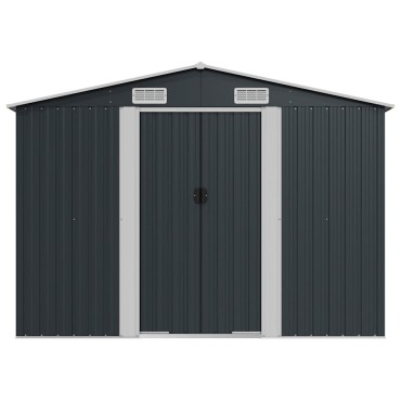 vidaXL Αποθήκη Κήπου Ανθρακί 257 x 779 x 181 εκ. Γαλβανισμένο Ατσάλι