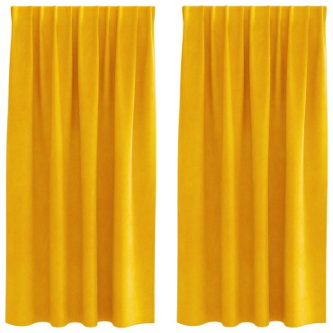 vidaXL Κουρτίνες 2 τμχ. Μουσταρδί 140x175cm Βελούδο