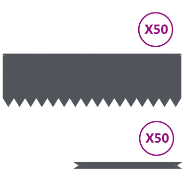 vidaXL Περίγραμμα γκαζόν 50 τμχ. 100 x 0,05 x 30 εκ Ανθρακί