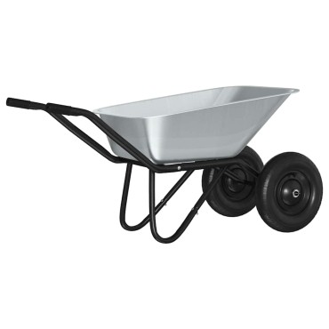 vidaXL Τροχόσπιτο Ασημί και Μαύρο 137 x 60 x 65,5 εκ Ατσάλι