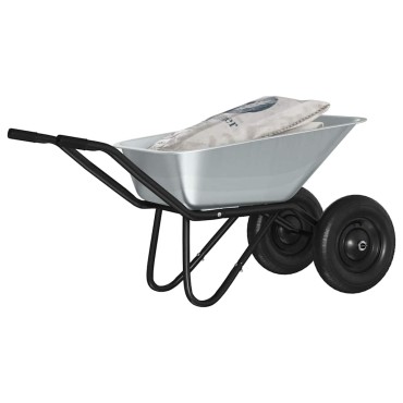 vidaXL Τροχόσπιτο Ασημί και Μαύρο 137 x 60 x 65,5 εκ Ατσάλι