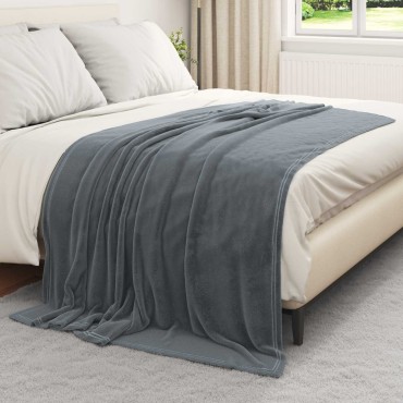 vidaXL Κουβέρτα Σκούρο Γκρι 150 x 200 cm Μαλλί