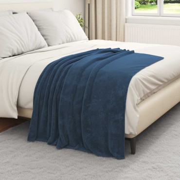 vidaXL Κουβέρτα Σκούρο μπλε 130 x 150 cm Μαλλί