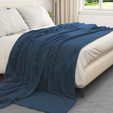 vidaXL Κουβέρτα Σκούρο μπλε 220 x 240 cm Μαλλί