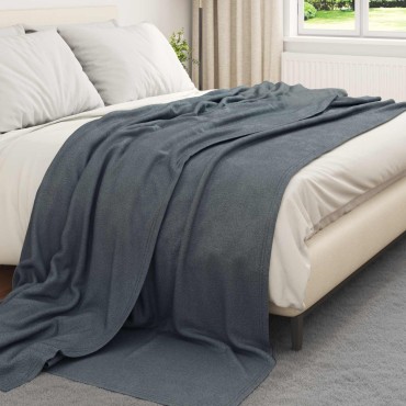 vidaXL Κουβέρτα Σκούρο Γκρι 270 x 240 cm Μαλλί