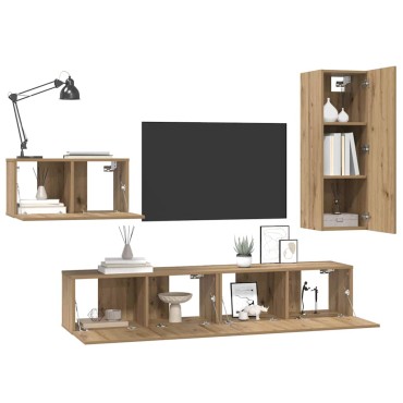 vidaXL Σετ επίπλου τηλεόρασης 4 τμχ. Artisan Oak Επεξεργασμένο Ξύλο