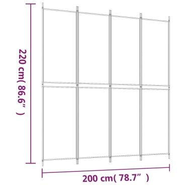 vidaXL Διαχωριστικό Δωματίου με 4 Πάνελ Μαύρο 200x220cm Υφασμάτινο 1 τεμ.