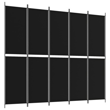 vidaXL Διαχωριστικό Δωματίου με 5 Πάνελ Μαύρο 250x220cm από Ύφασμα 1 τεμ.