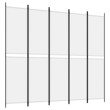 vidaXL Διαχωριστικό Δωματίου με 5 Πάνελ Λευκό 250x220cm από Ύφασμα 1 τεμ.