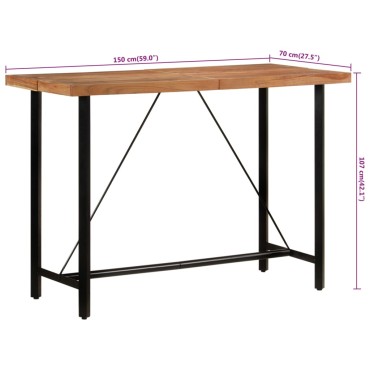 vidaXL Τραπέζι Μπαρ 150x70x107cm από Μασίφ Ξύλο Ακακίας & Σίδηρο 1 τεμ.