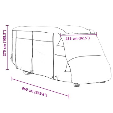 vidaXL Καλύμματα αυτοκινούμενων γκρι 660x235x275 cm μη υφασμένο ύφασμα