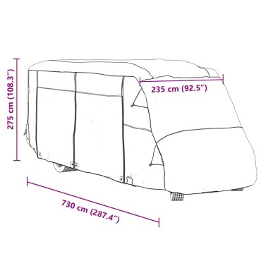 vidaXL Καλύμματα αυτοκινούμενων γκρι 730x235x275 cm μη υφασμένο ύφασμα