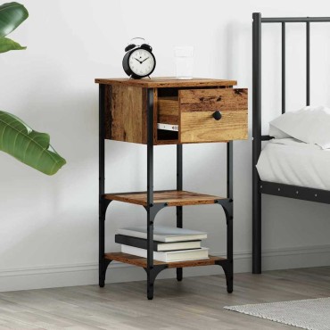 vidaXL Κομοδίνο Καφέ 33.5x36x70cm Μηχανικά επεξεργασμένο ξύλο 1 τεμ.